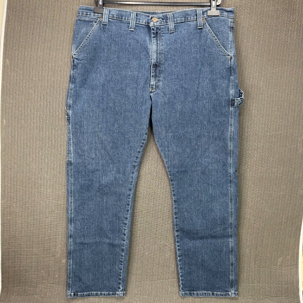 Wrangler Mens Size 44x32 Carpenter Jeans Blue Denim Utility Style Relaxed Fit
